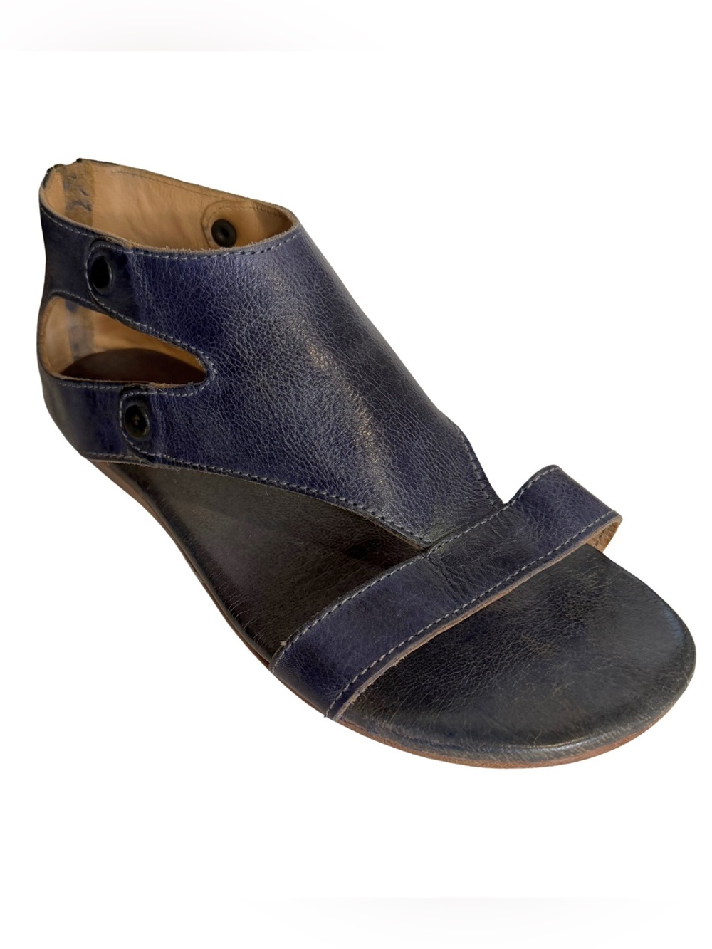 BED|STU Navy Blue Open-Toe Ankle Sandal